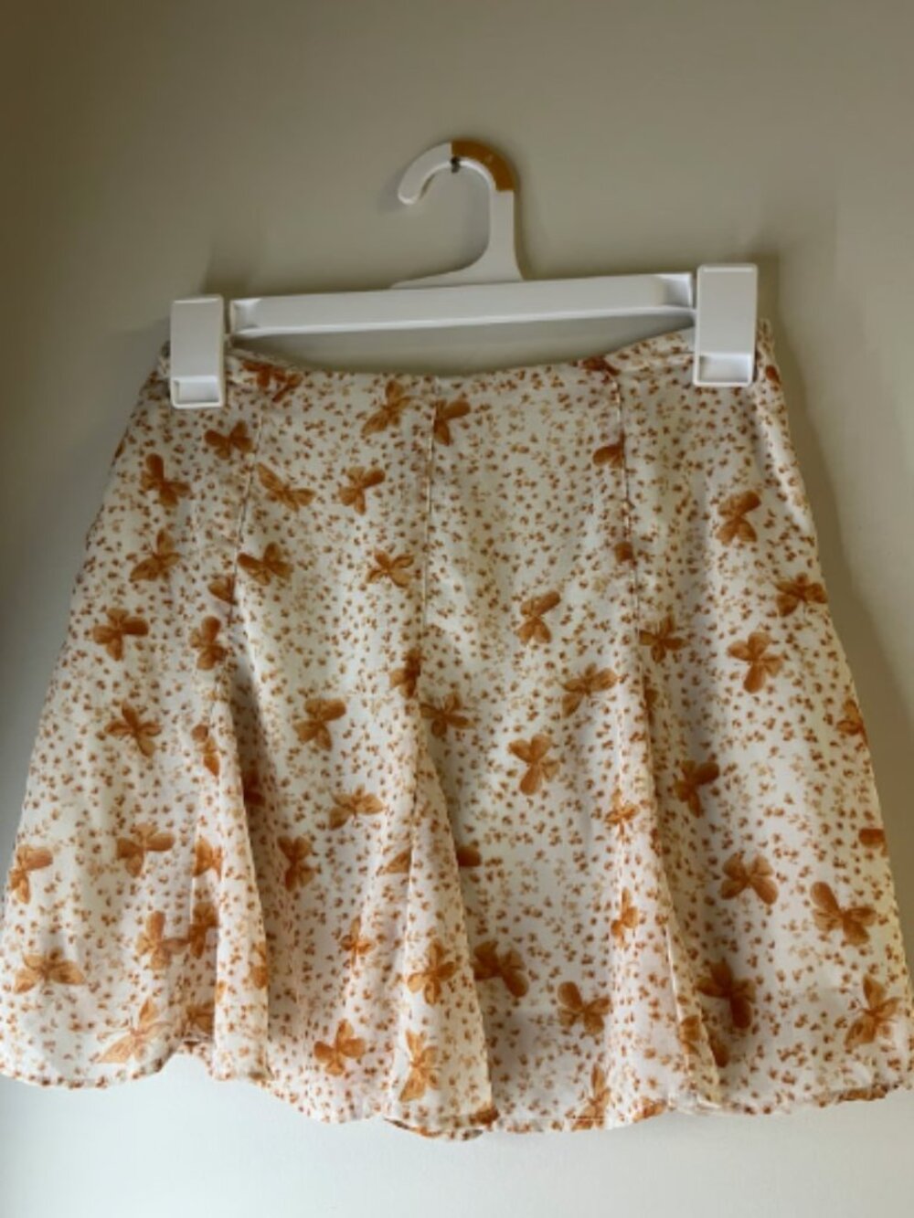 Vintage Y2K Butterfly Skater Skirt Orange & Brown Graphic